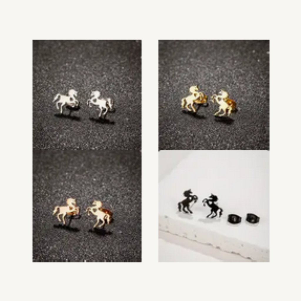 Stainless Steel Horse Stud Earrings Nwt